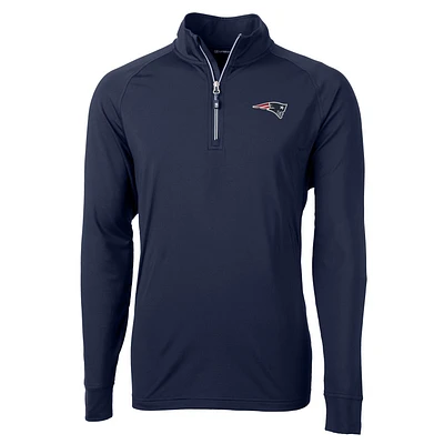 Men's Cutter & Buck Navy New England Patriots Adapt Eco Knit Quarter-Zip Pullover Jacket