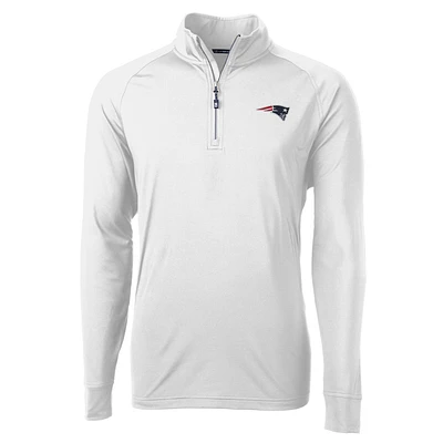 Men's Cutter & Buck White New England Patriots Adapt Eco Knit Quarter-Zip Pullover Jacket