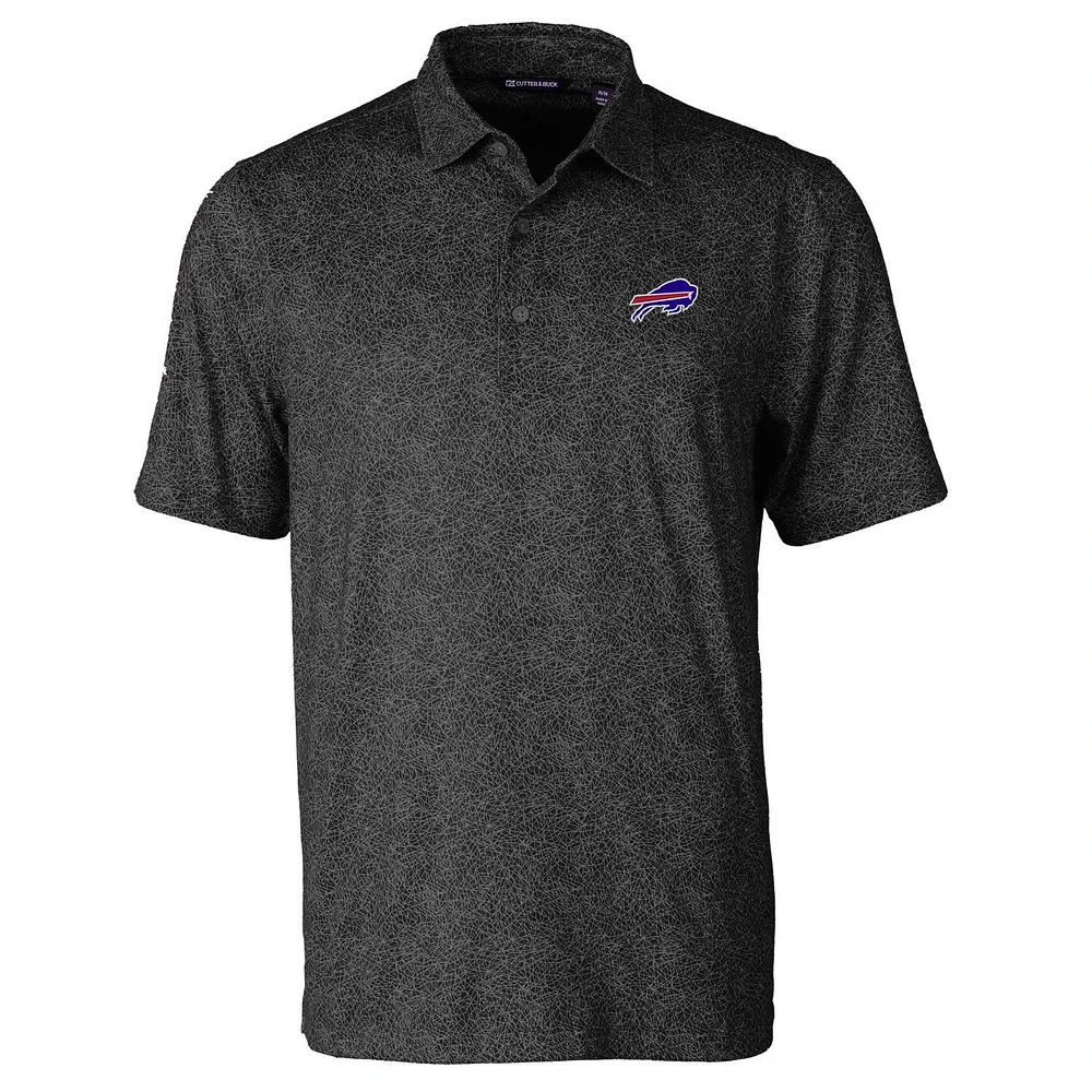 Men's Cutter & Buck Black Buffalo Bills Pike Constellation Print Stretch Polo