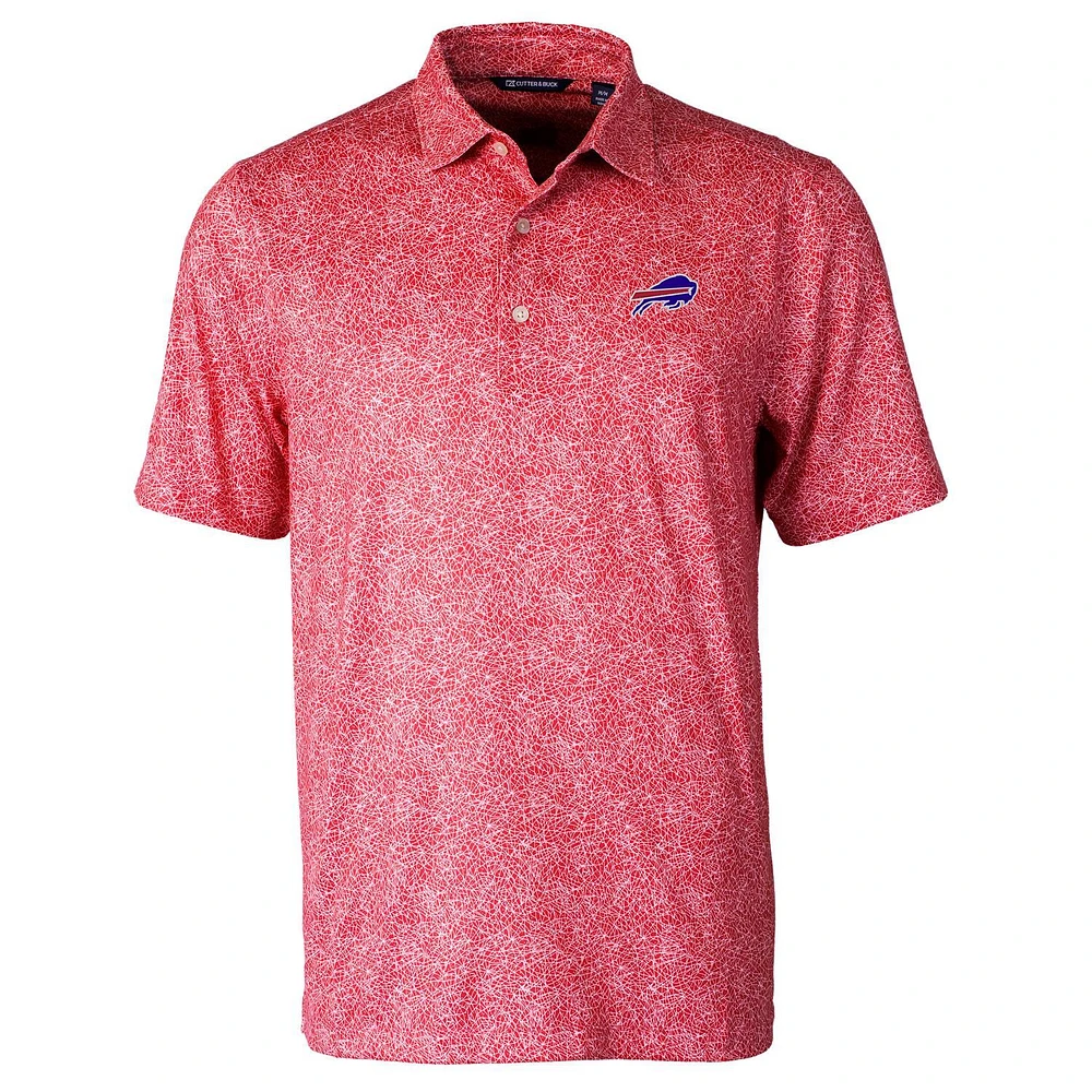 Men's Cutter & Buck Red Buffalo Bills Pike Constellation Print Stretch Polo