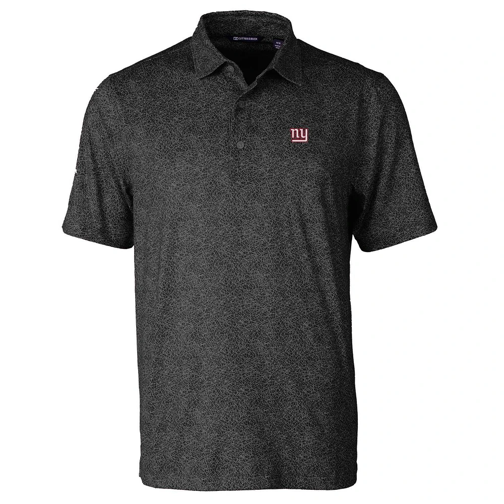Men's Cutter & Buck Black New York Giants Pike Constellation Print Stretch Polo
