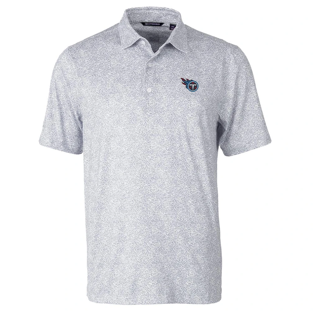 Men's Cutter & Buck Gray Tennessee Titans Pike Constellation Print Stretch Polo