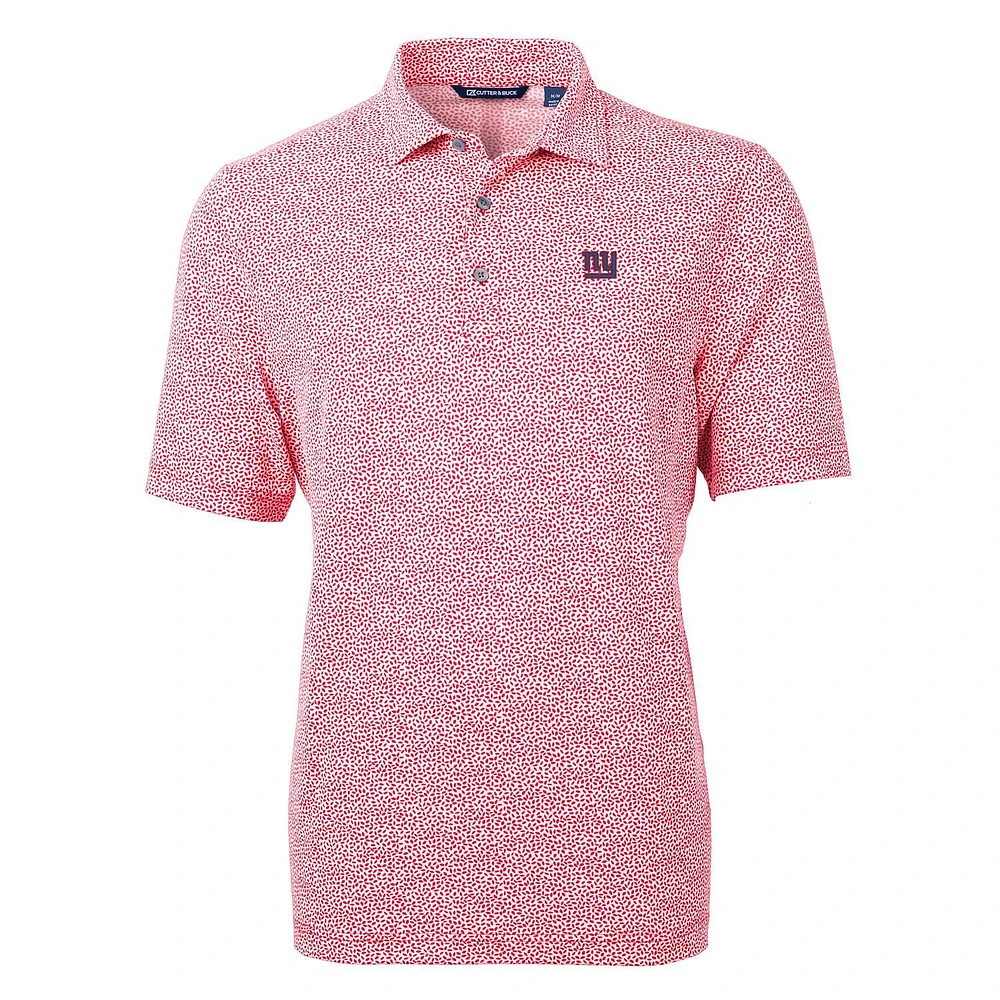 Men's Cutter & Buck Red New York Giants Virtue Eco Pique Botanical Print Polo