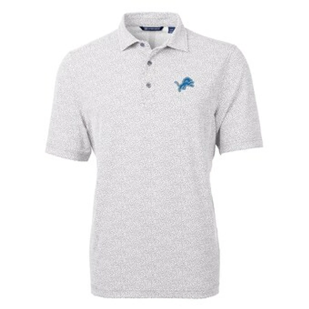 Men's Cutter & Buck Gray Detroit Lions Virtue Eco Pique Botanical Print Polo