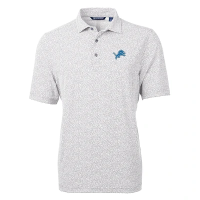 Men's Cutter & Buck Gray Detroit Lions Virtue Eco Pique Botanical Print Polo