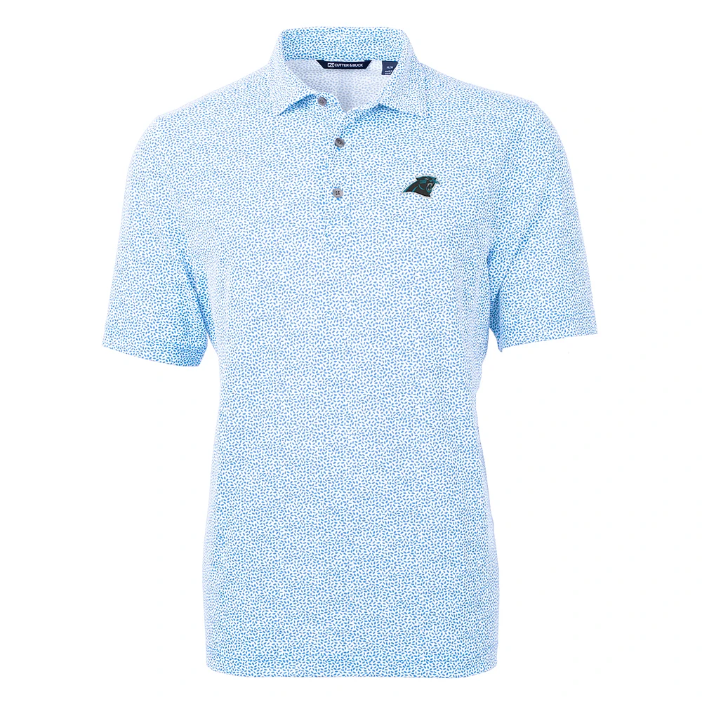 Men's Cutter & Buck Blue Carolina Panthers Virtue Eco Pique Botanical Print Polo