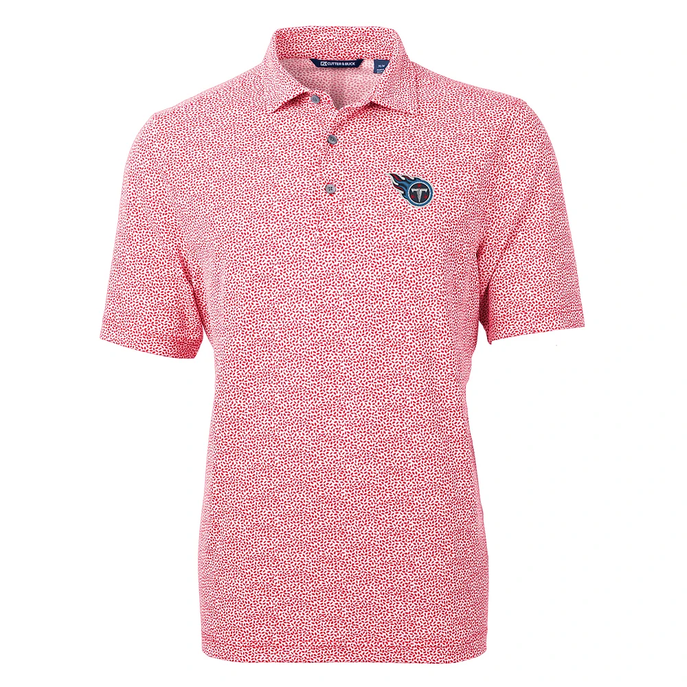 Men's Cutter & Buck Red Tennessee Titans Virtue Eco Pique Botanical Print Polo