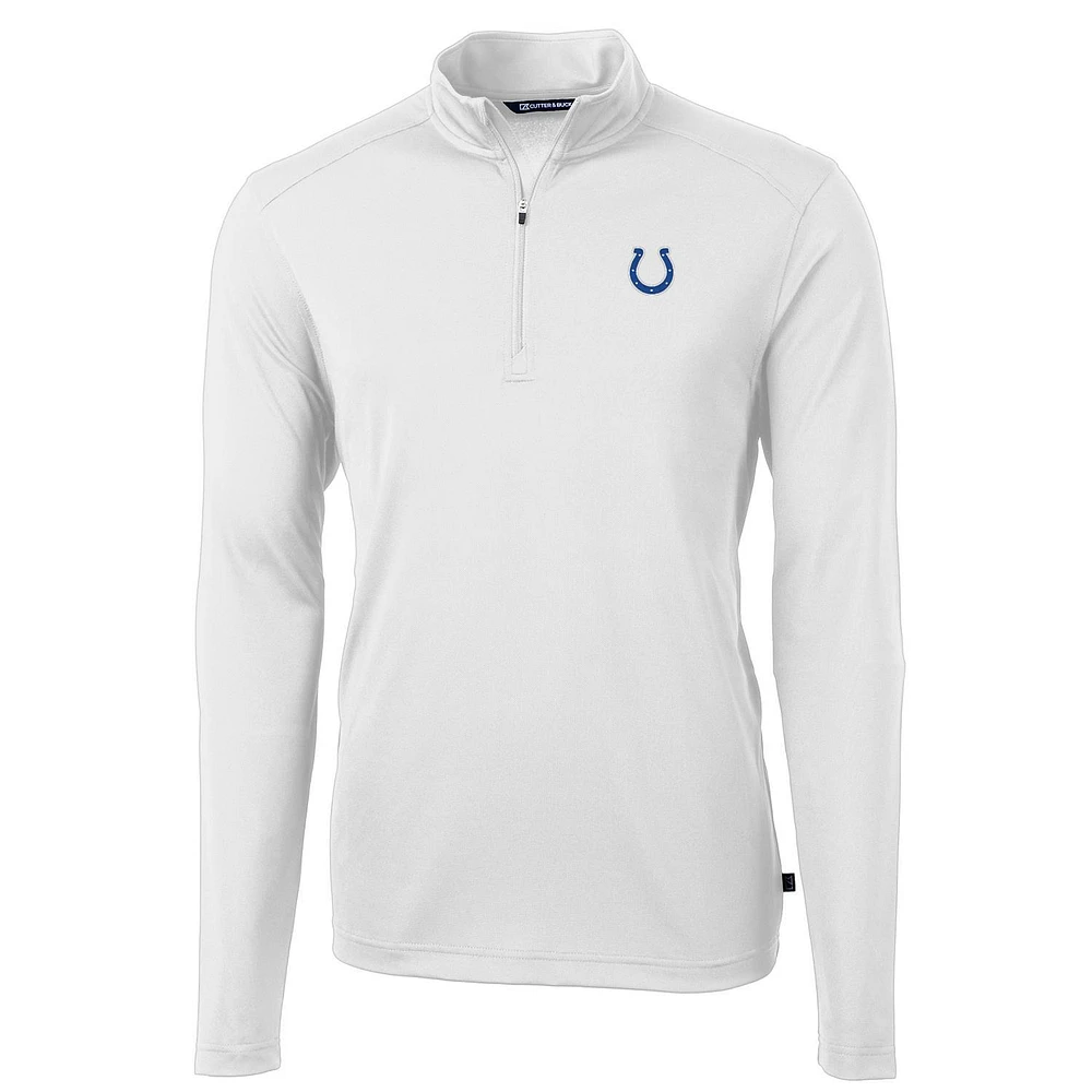 Men's Cutter & Buck Indianapolis Colts Virtue Eco Pique Recycled Quarter-Zip Pullover Jacket