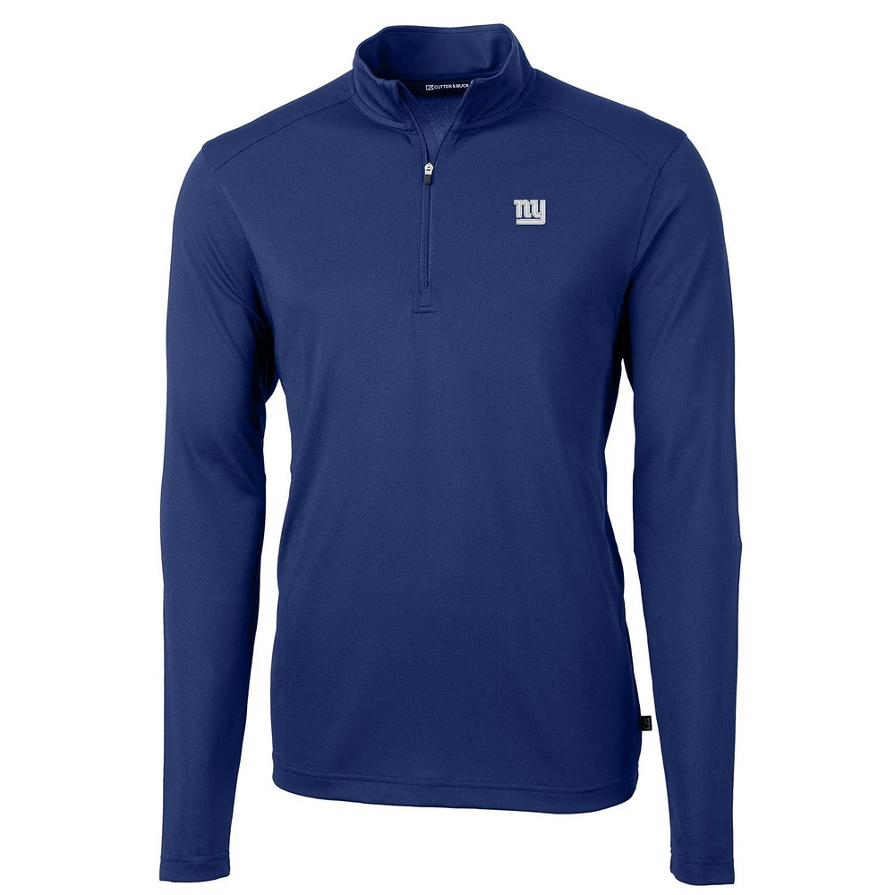 Men's Cutter & Buck Royal New York Giants Virtue Eco Pique Recycled Quarter-Zip Pullover Jacket