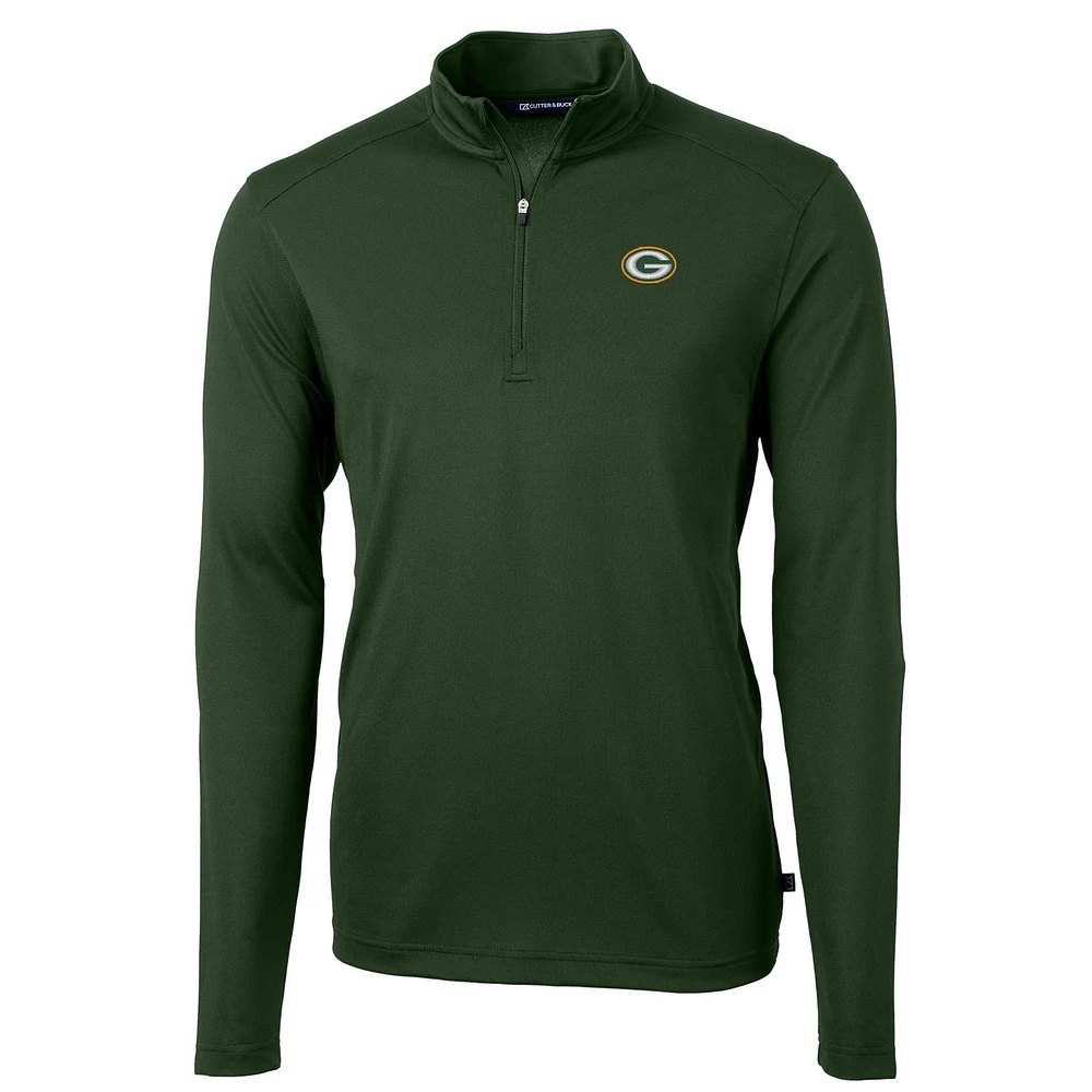 Men's Cutter & Buck Green Bay Packers Virtue Eco Pique Recycled Quarter-Zip Pullover Jacket
