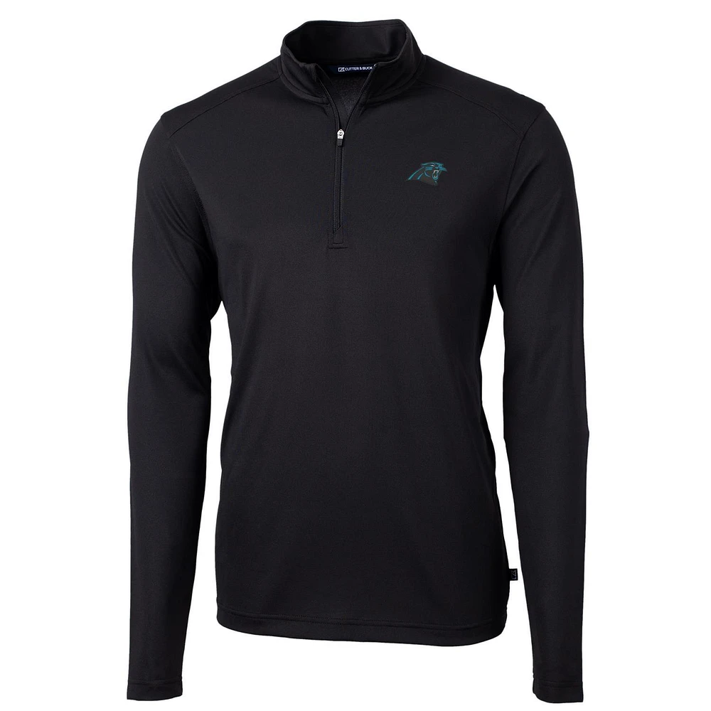 Men's Cutter & Buck Carolina Panthers Virtue Eco Pique Recycled Quarter-Zip Pullover Jacket