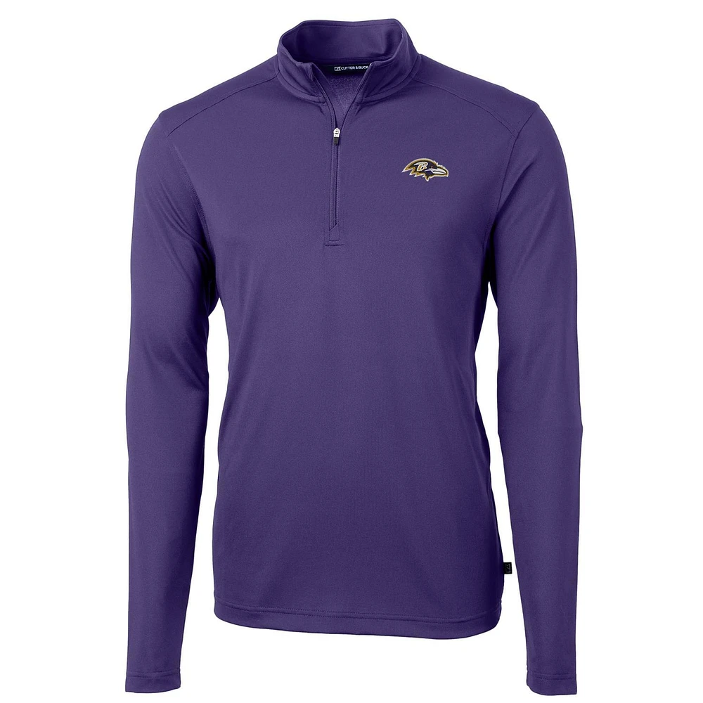 Men's Cutter & Buck Baltimore Ravens Virtue Eco Pique Recycled Quarter-Zip Pullover Jacket
