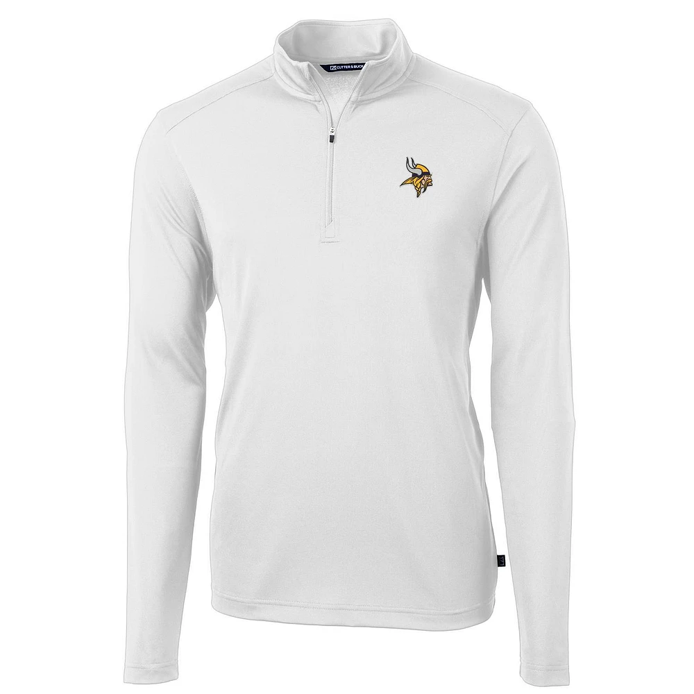 Men's Cutter & Buck Minnesota Vikings Virtue Eco Pique Recycled Quarter-Zip Pullover Jacket
