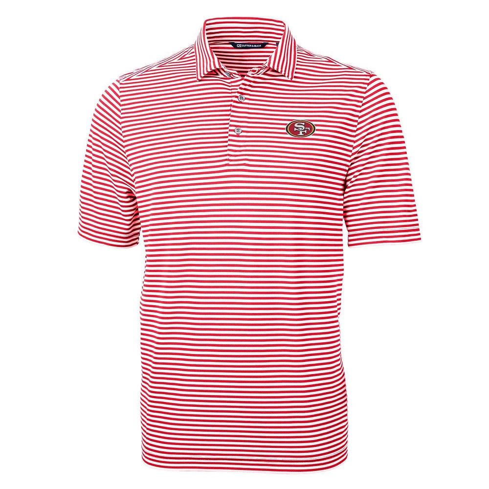 Men's Cutter & Buck Scarlet San Francisco 49ers Virtue Eco Pique Stripe Recycled Polo