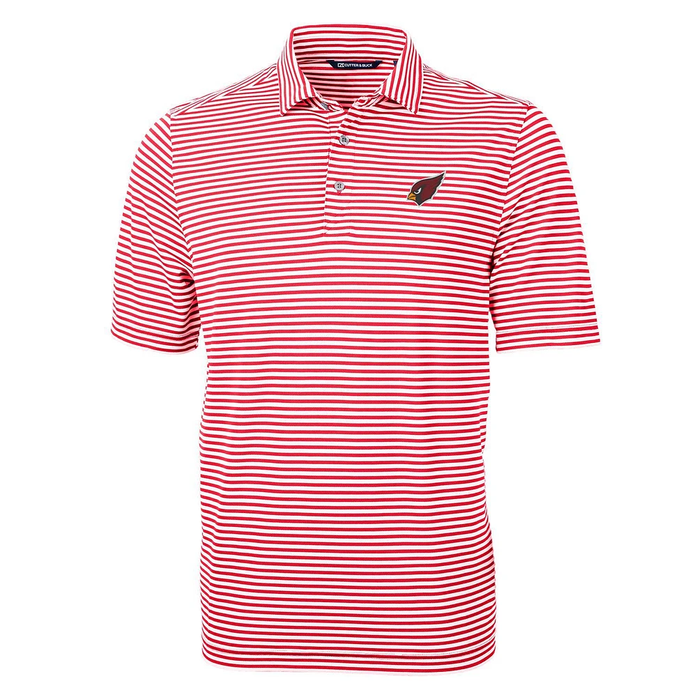 Men's Cutter & Buck Cardinal Arizona Cardinals Virtue Eco Pique Stripe Recycled Polo