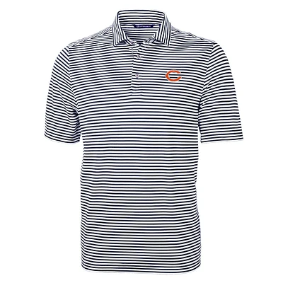 Men's Cutter & Buck Navy Chicago Bears Virtue Eco Pique Stripe Recycled Polo