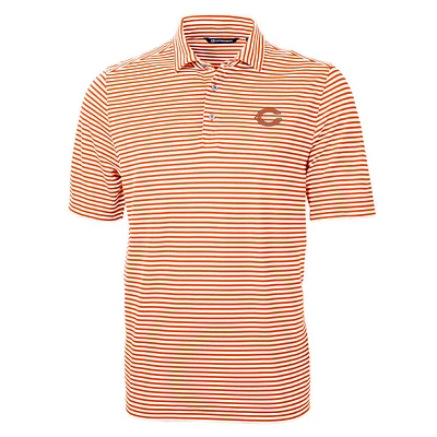 Men's Cutter & Buck Orange Chicago Bears Virtue Eco Pique Stripe Recycled Polo
