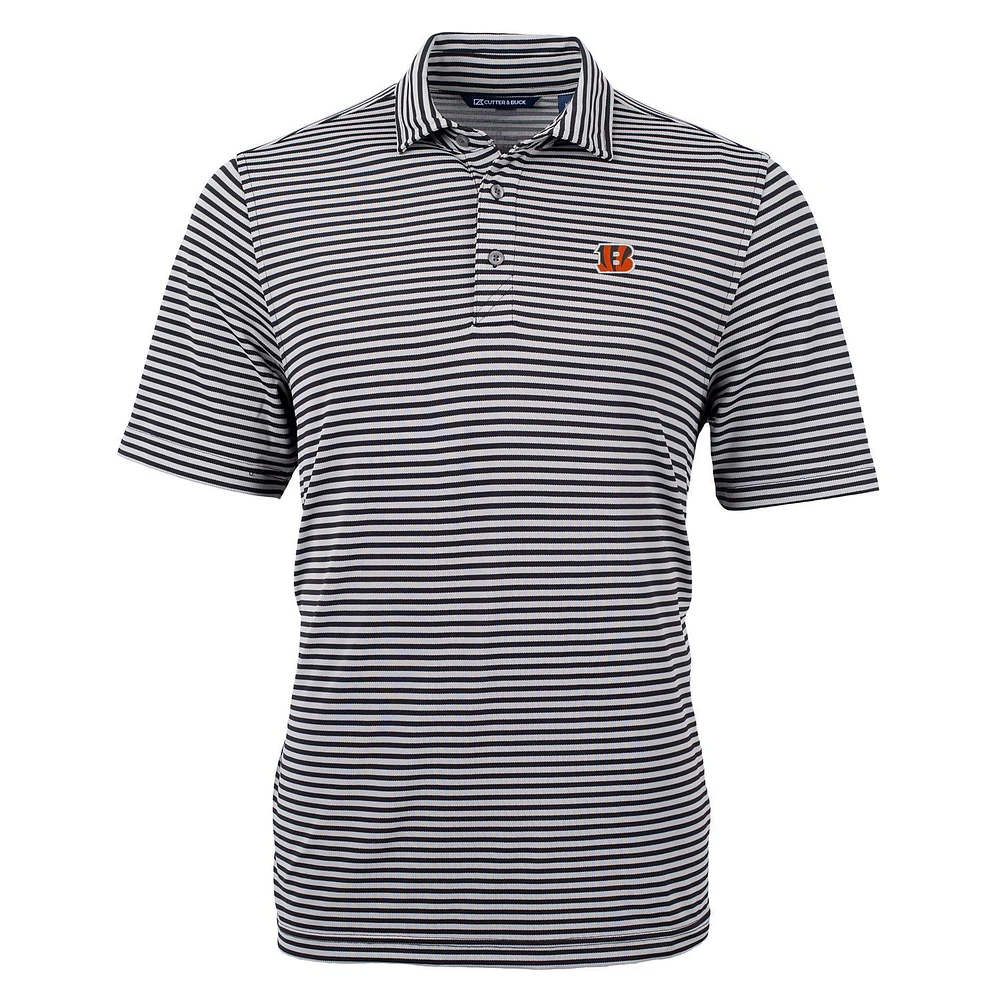 Men's Cutter & Buck Cincinnati Bengals Virtue Eco Pique Stripe Recycled Polo