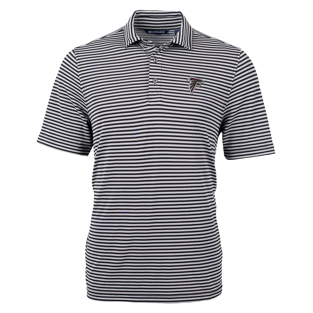 Men's Cutter & Buck Black Atlanta Falcons Virtue Eco Pique Stripe Recycled Polo