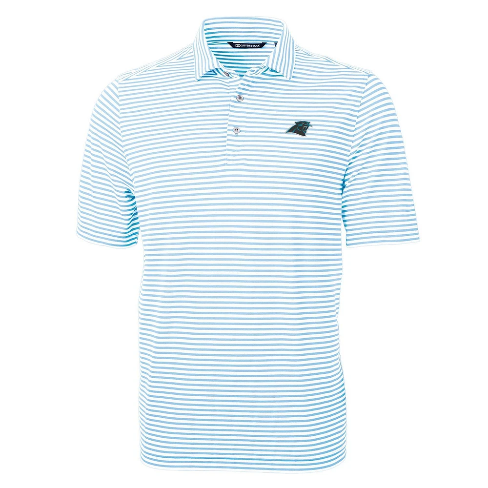 Men's Cutter & Buck Blue Carolina Panthers Virtue Eco Pique Stripe Recycled Polo