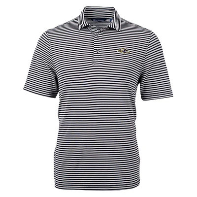 Men's Cutter & Buck Black Baltimore Ravens Virtue Eco Pique Stripe Recycled Polo