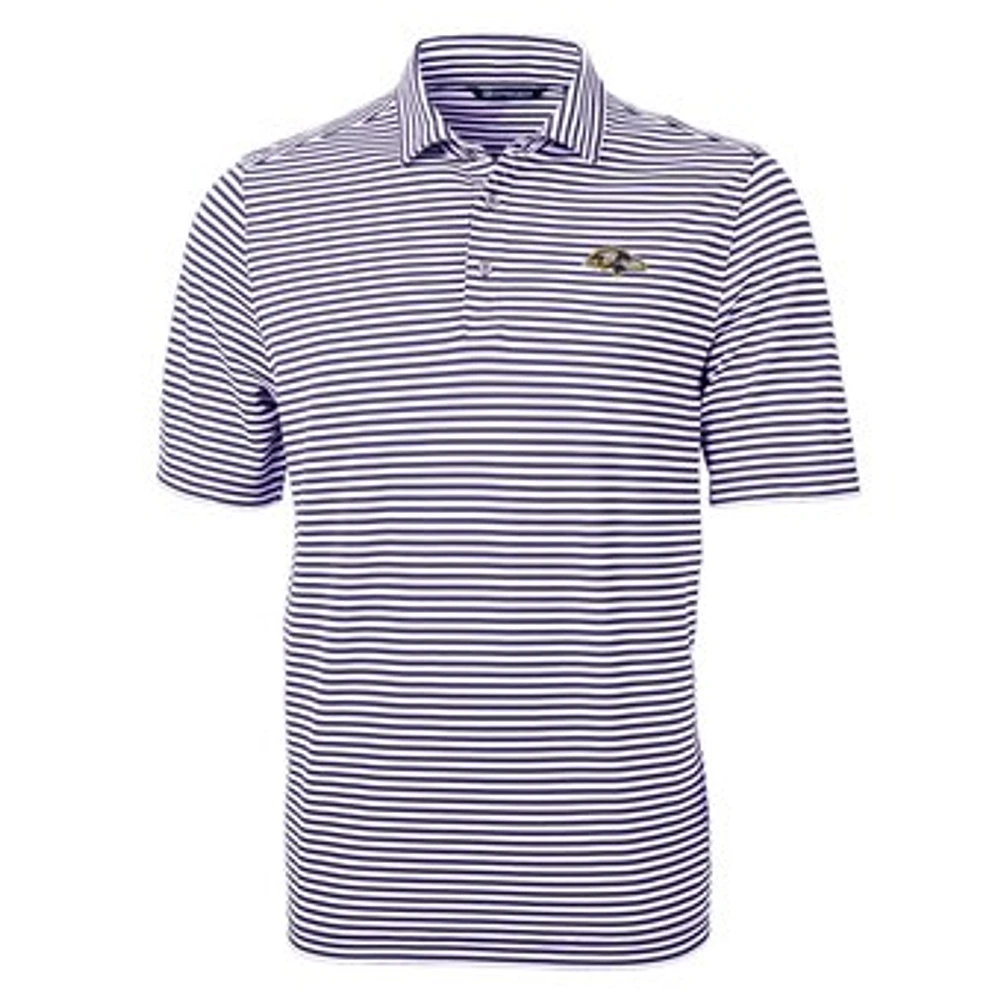 Men's Cutter & Buck Purple Baltimore Ravens Virtue Eco Pique Stripe Recycled Polo