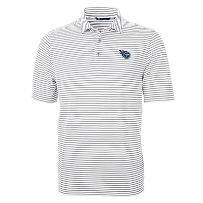 Men's Cutter & Buck Gray Tennessee Titans Virtue Eco Pique Stripe Recycled Polo