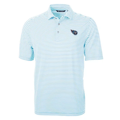 Men's Cutter & Buck Light Blue Tennessee Titans Virtue Eco Pique Stripe Recycled Polo