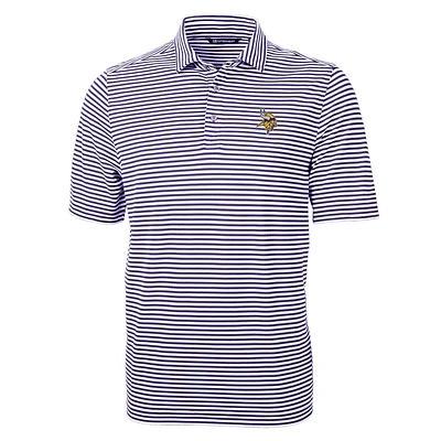 Men's Cutter & Buck Purple Minnesota Vikings Virtue Eco Pique Stripe Recycled Polo