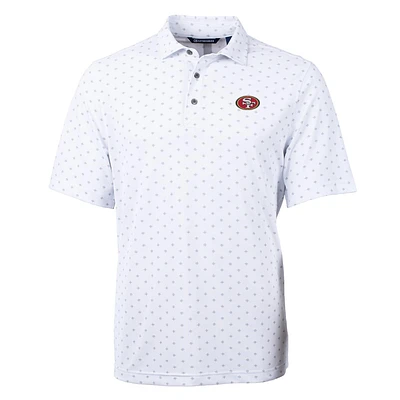 Men's Cutter & Buck White San Francisco 49ers Virtue Eco Pique Tile Print Polo