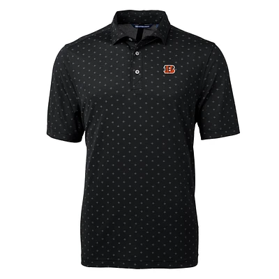 Men's Cutter & Buck Black Cincinnati Bengals Virtue Eco Pique Tile Print Polo