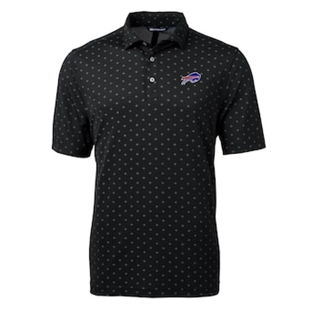 Men's Cutter & Buck Black Buffalo Bills Virtue Eco Pique Tile Print Polo