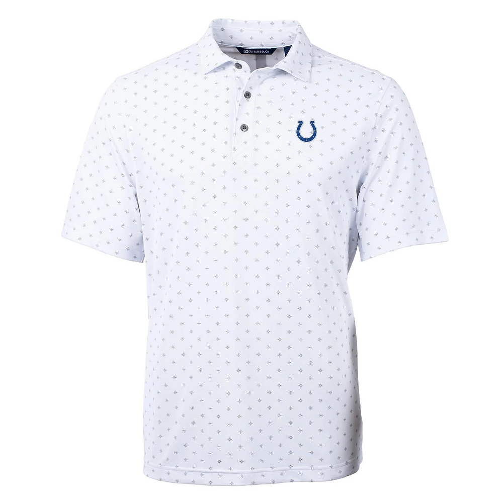 Men's Cutter & Buck White Indianapolis Colts Virtue Eco Pique Tile Print Polo