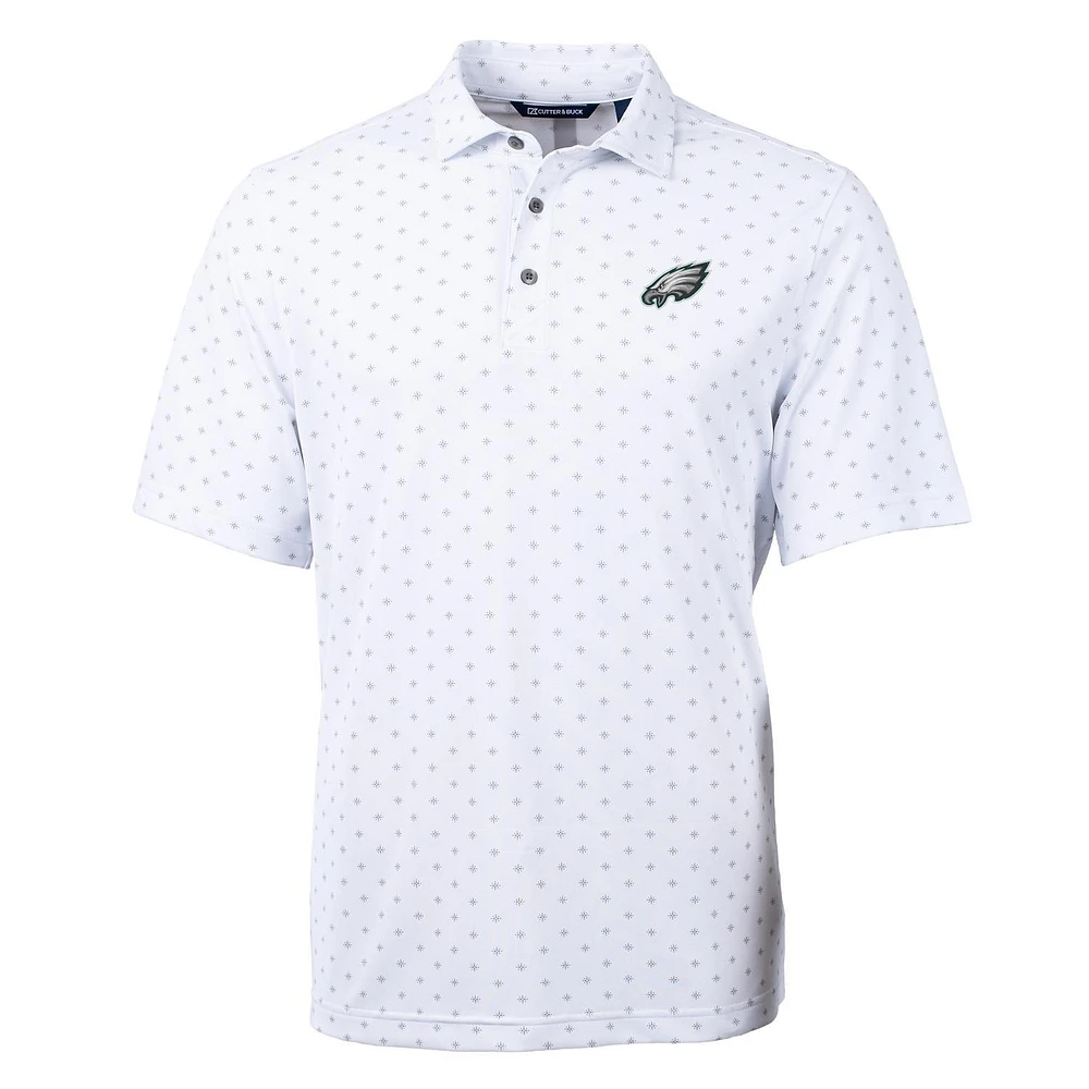 Men's Cutter & Buck White Philadelphia Eagles Virtue Eco Pique Tile Print Polo