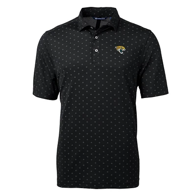 Men's Cutter & Buck Black Jacksonville Jaguars Virtue Eco Pique Tile Print Polo