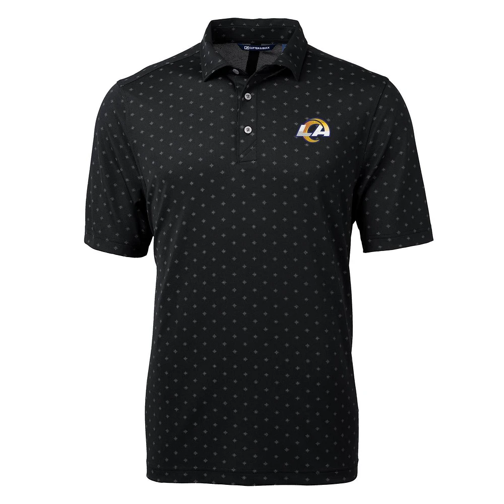 Men's Cutter & Buck Black Los Angeles Rams Virtue Eco Pique Tile Print Polo