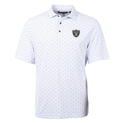 Men's Cutter & Buck White Las Vegas Raiders Virtue Eco Pique Tile Print Polo