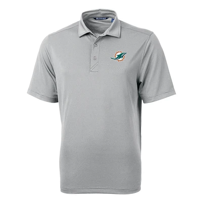 Men's Cutter & Buck Gray Miami Dolphins Virtue Eco Pique Recycled Polo
