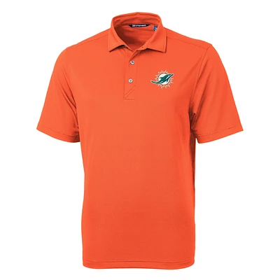 Men's Cutter & Buck Orange Miami Dolphins Virtue Eco Pique Recycled Polo