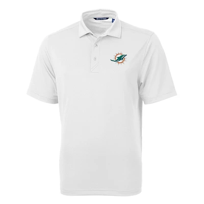 Men's Cutter & Buck White Miami Dolphins Virtue Eco Pique Recycled Polo