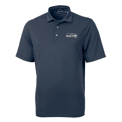 Men's Cutter & Buck College Navy Seattle Seahawks Virtue Eco Pique Recycled Polo