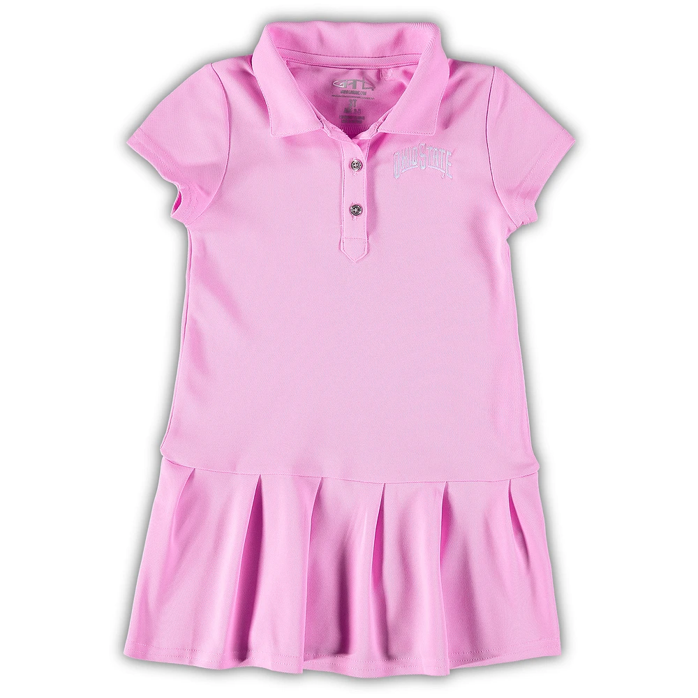Girls Toddler Garb Pink Ohio State Buckeyes Caroline Cap Sleeve Polo Dress