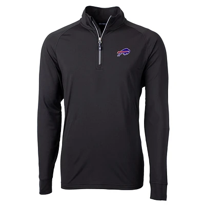 Men's Cutter & Buck Black Buffalo Bills Big Tall Adapt Eco Knit Quarter-Zip Pullover Jacket