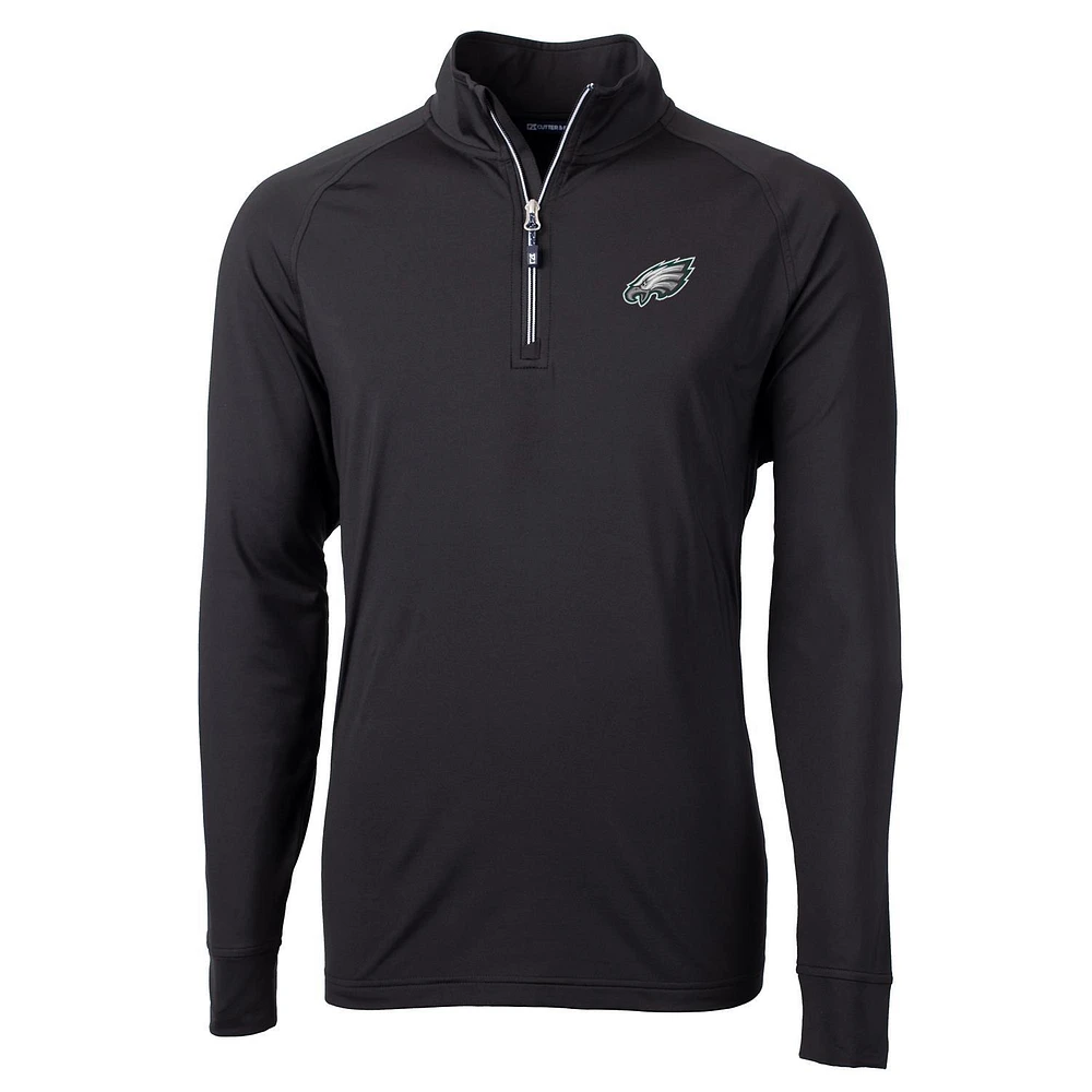 Men's Cutter & Buck Black Philadelphia Eagles Big Tall Adapt Eco Knit Quarter-Zip Pullover Jacket