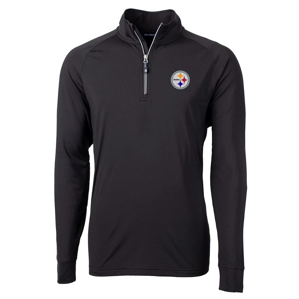 Men's Cutter & Buck Black Pittsburgh Steelers Big Tall Adapt Eco Knit Quarter-Zip Pullover Jacket