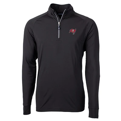 Men's Cutter & Buck Black Tampa Bay Buccaneers Big Tall Adapt Eco Knit Quarter-Zip Pullover Jacket
