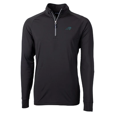 Men's Cutter & Buck Black Carolina Panthers Big Tall Adapt Eco Knit Quarter-Zip Pullover Jacket