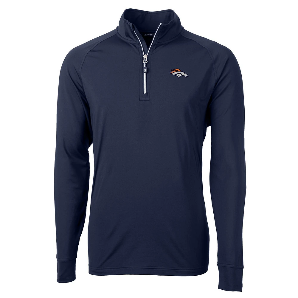 Men's Cutter & Buck Navy Denver Broncos Big Tall Adapt Eco Knit Quarter-Zip Pullover Jacket