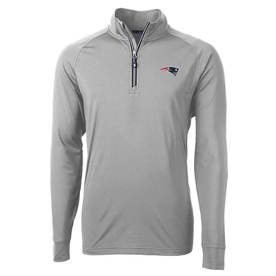 Men's Cutter & Buck Gray New England Patriots Big Tall Adapt Eco Knit Quarter-Zip Pullover Jacket