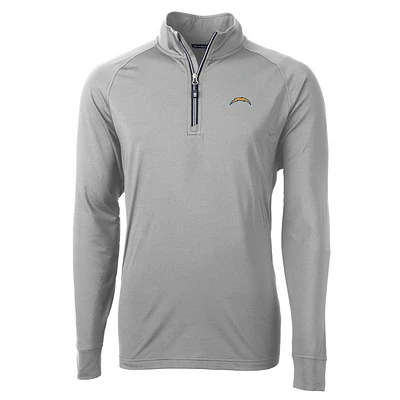 Men's Cutter & Buck Gray Los Angeles Chargers Big & Tall Adapt Eco Knit Quarter-Zip Pullover Jacket